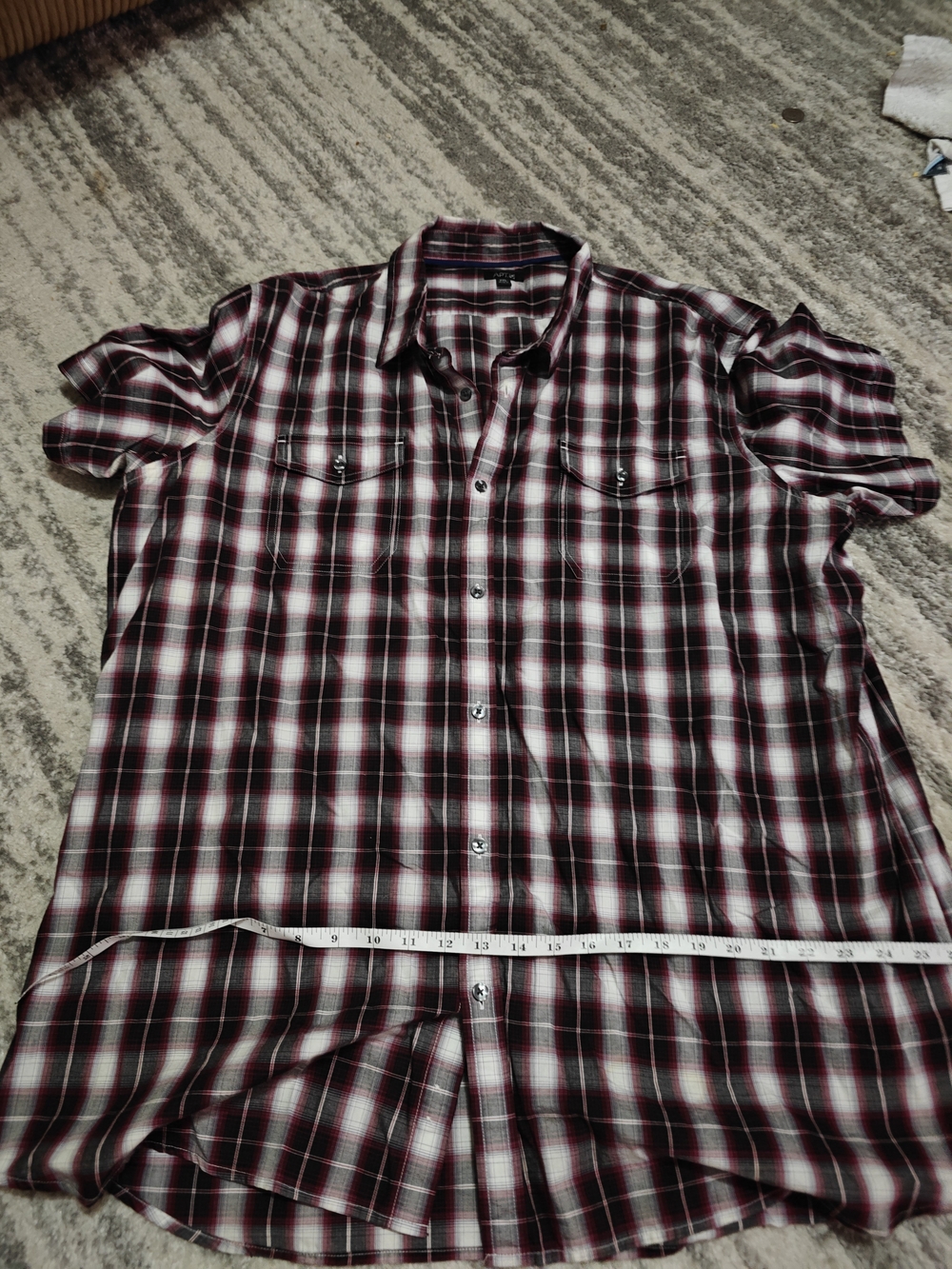 Apt. 9 Men's Short-Sleeve Burgundy Plaid Button-Down Shirt Xxl